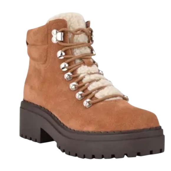 NEW Marc Fisher Tan Lace Up Boots with Shearling - Picture 4 of 4